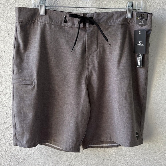 O’Neill Gray Hyperfreak Performance Boardshort Size 34 NWT Beach Pool Cruise - Picture 1 of 16